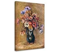 Feeby Quadro su Tela 40x60 cm Natura morta con anemoni - A. Renoir 1 pezzo Stampa Murale Fotografia Decorazione da parete per Soggiorno Camera da Letto Ufficio RIPRODUZIONE multicolore