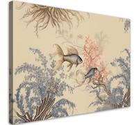 Feeby Quadro su Tela Barriera corallina Boho 120x80 cm 1 pezzo Stampa Murale Fotografia Decorazione da parete Immagini Moderni per Soggiorno Camera da Letto Ufficio Hotel Spa Mare Pesce beige