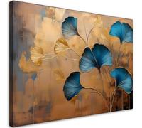 Feeby Quadro su Tela Non Tessuta - Stampa Su Tela - Fiori Ginko Botanica Art Deco - 60x40 cm - Decorazione Murale - Moderno Soggiorno - quadri moderni soggiorno - poster