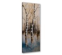 Feeby Quadro Tela Non Tessuta Alberi Della Natura 40x120 cm Foto Stampa Moderna Pronta Per Essere Appesa Stagno Del Lago Di Betulla beige