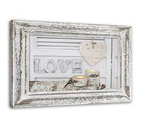 Feeby Quadro Tela Non Tessuta Cornice di legno Illusione 90x60 cm Decorazione murale Immagini Moderni Soggiorno Iscrizione D'Amore Shabby Chic beige