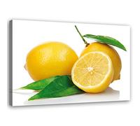 Feeby Quadro Tela Non Tessuta Frutta Natura morta 30x20 cm Qualita Fotografica Stampa D'Arte Camera Da Letto Limoni Agrumi Foglie giallo