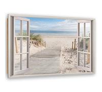 Feeby Stampa d'Arte Spiaggia Immagine da parete 3d vista beige 90x60 cm