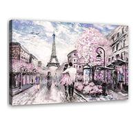 Feeby Stampa su Tela XXL Gente d' Arte Moderna Torre Eiffel rosa 120x80 cm