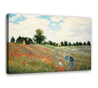 Feeby Stampa Tela Non Tessuta Riproduzione Papaveri Claude Monet 90x60 cm Foto Stampa Moderna Pronta Per Essere Appesa Natura Paesaggio Prato multicolore
