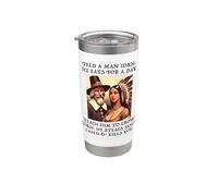 FEED PELLEGRINI CORN Anti-Ringraziamento Meme dei nativi americani Bicchiere termico in acciaio inox doppia parete