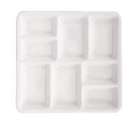 feedal Tavolozza in ceramica per artisti, tavolozza di acquerelli in porcellana, vassoio di miscelazione in ceramica per pittura ad acquerello a guazzo, 8 pozzetti, 17,8 cm, bianco, quadrato