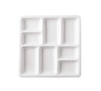 feedal Tavolozza per pittura in ceramica, tavolozza per acquerelli, in porcellana, vassoio di miscelazione in ceramica per pittura a guazzo ad acquerello, 8 pozzi, 20,2 cm, bianco, quadrato