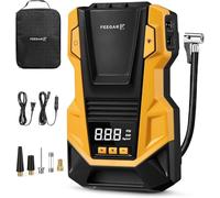 Feegar Compressore auto 12 V DC/230 V AC, doppia fonte di alimentazione, cilindro in metallo, alta pressione fino a 10,3 bar, portata d'aria massima di 36 l/min, compressore d'aria multifunzione per