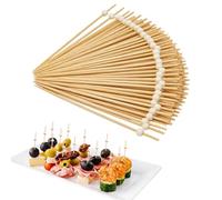 Feegela 100 Pezzi Stuzzicadenti Decorativi con Perle di Legno - Spiedini per Cocktail e Aperitivo 12 cm, per Finger Food, Feste e Buffet