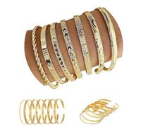 Feegela 7 Pezzi Braccialetti a Catena per Donna Braccialetti Acciaio Inossidabile Figaro Braccialetti con Ciondoli a Maglia Regolabili CZ Oro Argento Bracciali per Donna Ragazze