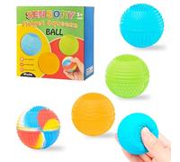 Feegela Pallina Antistress 4 Pezzi, Giocattoli Fidget e Stimming con 10 Texture Sensoriali - Palline Antistress per Adulti e Bambini, Silicone Morbido Senza Magneti per Autismo e Riduzione Stress