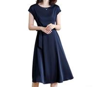 Feegow Abito da sera da donna, in raso, a maniche corte, vestibilità | Tessuto in raso liscio, per una silhouette aderente, maniche corte, scollo rotondo, abbigliamento da sera