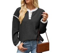 Feegow Camicetta casual in poliestere per le donne Design Color Block | Design con colletto aperto, chiusura frontale con bottoni, motivo a blocchi di colore, vestibilità comoda