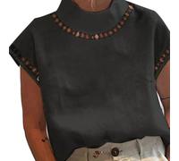 Feegow Camicetta da donna in cotone traforato S-XL leggera mezzo collo | Design a maglia cava, linea in cotone traspirante, collo a metà alto, taglie dalla S alla XL, sensazione leggera