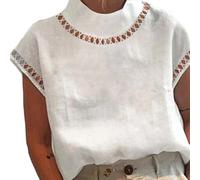 Feegow Camicetta da donna in cotone traforato S-XL leggera mezzo collo | Design a maglia cava, linea in cotone traspirante, collo a metà alto, taglie dalla S alla XL, sensazione leggera