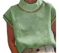 Feegow Camicetta da donna in cotone traforato S-XL leggera mezzo collo | Design a maglia cava, linea in cotone traspirante, collo a metà alto, taglie dalla S alla XL, sensazione leggera