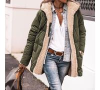 Feegow Cappotto invernale in misto cotone poliestere spesso per le donne | Design reversibile due in uno, colori solidi nero/verde/caffè, calore spesso per le giornate fredde