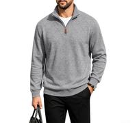 Feegow Felpa da uomo in pile con mezza zip a quadri casual da | 96% poliestere 4% spandex, morbido al tatto, tessuto elastico, struttura resistente, lavabile in lavatrice