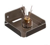 Feegow Mensola organizer da bagno in acrilico, montaggio a parete, per portasapone, spazzolino da denti e piccole bottiglie, supporto adesivo senza fori, trasparente/nero (S nero)