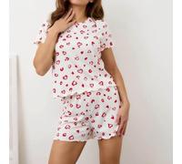 Feegow Pigiama da donna stampato a maniche corte con vestibilità morbida | Design stampato, top a maniche corte, vestibilità ampia, tessuto traspirante, ideale per le notti estive