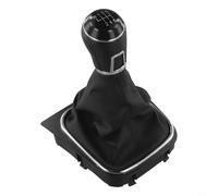 Feegow Pomello del cambio e copertura per cuffia del cambio per coniglio 5 6 MK5 MK6, in pelle rossa e ABS, maniglia del cambio manuale con telaio (6 velocità linea nera)