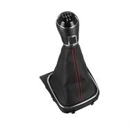 Feegow Pomello del cambio e copertura per cuffia del cambio per coniglio 5 6 MK5 MK6, in pelle rossa e ABS, maniglia del cambio manuale con telaio (5 velocità linea rossa)