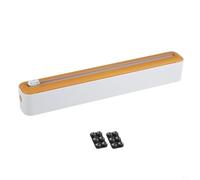 Feegow Porta pellicola trasparente in plastica con taglierino scorrevole, lama in acciaio inox bidirezionale, base a ventosa per frigorifero o scrivania, dispenser per alimenti in ABS (A)