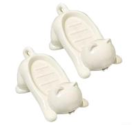 Feegow Portasapone in plastica a forma di gatto, auto-drenante, 2 pezzi, adorabile portasapone a forma di gatto, per cucina, bagno e bagno