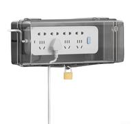 Feegow Scatola elettrica da esterno resistente antipioggia con serratura, copertura per cavo di prolunga in ABS resistente alle intemperie per prese multiple da 4/8 uscite, custodia sicura per