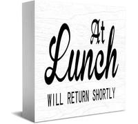 Feehiget At Lunch Home Office Decor cartello scatola di legno 12,7 x 12,7 cm