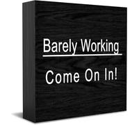 Feehiget Barely Working Come On In Wood Box Sign Decor Desk Sign Rustico Home Shelf Wall Decoration Grad Gift 12,7 x 12,7 cm