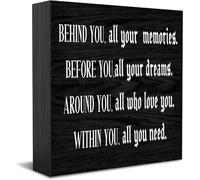 Feehiget Behind You, All Your Memories. Before You, All Your Dreams. Targa in legno per la decorazione della casa e l'ufficio, accessorio decorativo da scrivania in legno, 12,7 x 12,7 cm