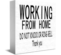 Feehiget Cartello con scritta in inglese "Working From Home", "Do Not Knock Or Ring Bell, Thank You", in legno, 12,7 x 12,7 cm