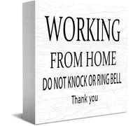 Feehiget Cartello con scritta "Working From Home", "Do Not Knock Or Ring Bell", decorazione per casa e ufficio, 12,7 x 12,7 cm