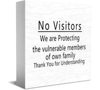 Feehiget Cartello decorativo in legno con scritta "No Visitors We Are Protecting The Vulnerable Members Of Own Family Thank You For Understanding", 12,7 x 12,7 cm