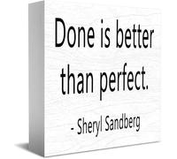 Feehiget Cartello in legno con scritta in inglese "Done Is Better Than Perfect", decorazione da scrivania per casa e ufficio, decorazione per mensole da tavolo, 12,7 x 12,7 cm