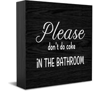 Feehiget Cartello in legno con scritta in inglese "Please Don'T Do Coke In The Bathroom Box" Decor Desk Sign Rustic Home Shelf Wall Decoration Grad Gift 12,7 x 12,7 cm