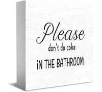 Feehiget Cartello in legno con scritta "Please Don'T Do Coke In The Bath", decorazione da scrivania per casa e ufficio, decorazione per mensole da tavolo, 12,7 x 12,7 cm