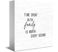 Feehiget Cartello in legno invecchiato dipinto a mano con scritta "Time Spent With Family Is Worth Every Secret", decorazione da scrivania per casa e ufficio, decorazione per mensole da tavolo, 12,7 x