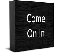 Feehiget Come On In Wood Box Sign,Decorazione da scrivania per Home Office,Decorazione per mensola da tavolo,12,7 x 12,7 cm