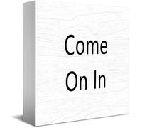 Feehiget Come On In Wood Box Sign,Decorazione da scrivania per Home Office,Decorazione per mensola da tavolo,12,7 x 12,7 cm