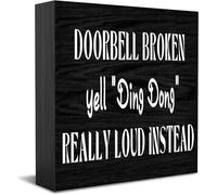 Feehiget Doorbell Broken Yell Ding Dong Really Loud Instead cartello decorativo da scrivania cartello rustico decorazione da parete decorazione da parete regalo di laurea 12,7 x 12,7 cm