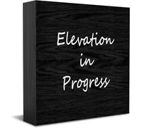 Feehiget Elevation In Progress Wood Box Sign,Decorazione da scrivania per Home Office,Decorazione per mensola da tavolo,12x12,7 cm