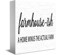 Feehiget Farmhouse-Ish A Home Minus The Actual Farm cartello in legno, decorazione da scrivania per ufficio domestico, decorazione per mensola da tavolo, 12,7 x 12,7 cm