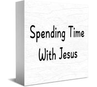 Feehiget Insegna classica scatola in legno con scritta "Spending Time With Jesus Decor, 12,7 x 12,7