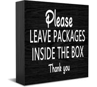 Feehiget Leave Packages Inside The Box Sign Wood Box Sign,Decorazione da scrivania per Home Office,Decorazione per mensola da tavolo, 12,7 x 12,7 cm