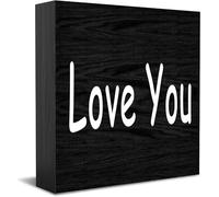 Feehiget Love You Wood Box Sign,Decorazione da scrivania per ufficio domestico,Decorazione per mensola da tavolo, 12,7 x 12,7 cm