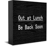 Feehiget Out At Lunch Be Back Soon cartello decorativo da scrivania cartello rustico decorazione da parete mensola di casa regalo di laurea 12,7 x 12,7 cm