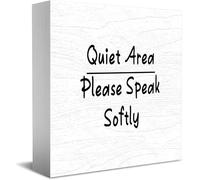 Feehiget Quiet Area Please Speak Softly cartello in legno, decorazione da scrivania per casa e ufficio, decorazione per mensola da tavolo, 12,7 x 12,7 cm